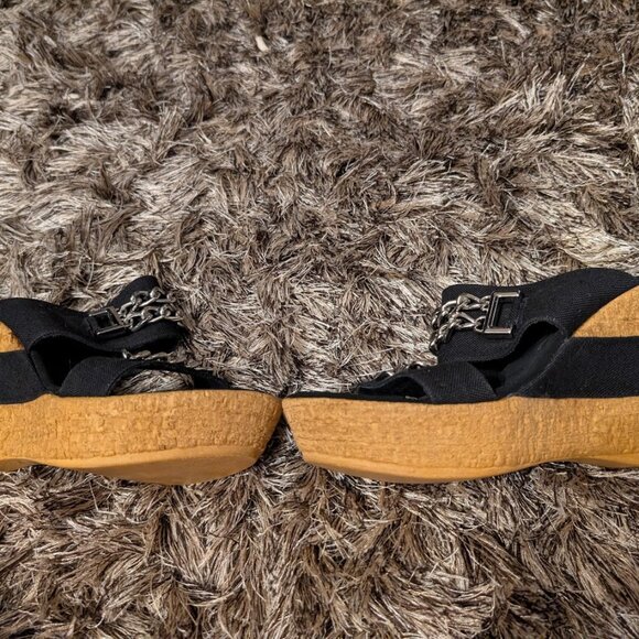 SOLD Onex Womens Silver Chain Platform Wedges Size 7 NEW Black Natural - Picture 4 of 6